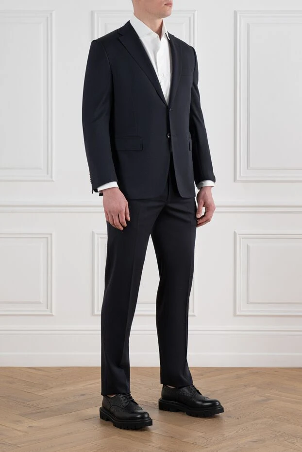 Corneliani men's blue single-breasted wool suit 186553 - photo 3