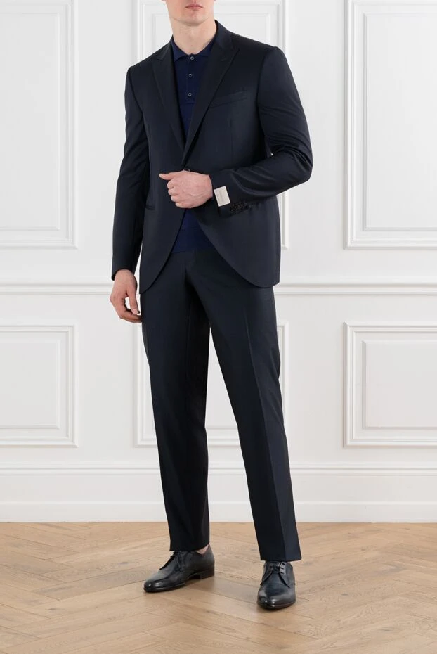 Corneliani мужской костюм однобортный синий из шерсти 186557 - фото 2