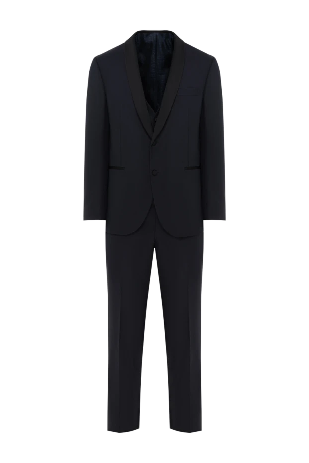 Көк итальяндық жүннен жасалған ерлер костюмі - фото 1