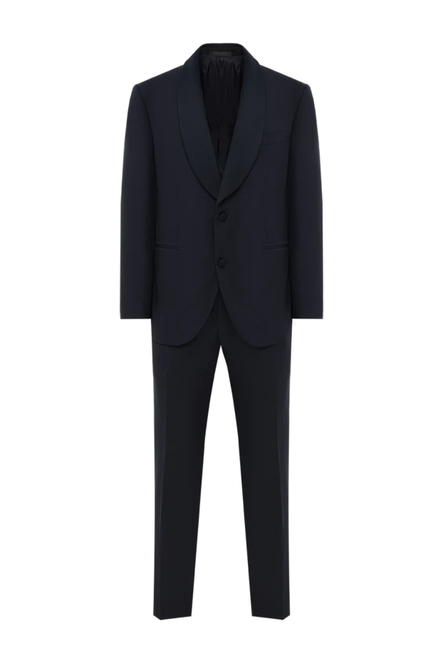 Dark blue men's wool suit - photo 1