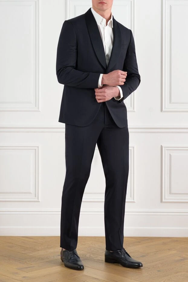 Corneliani dark blue men's wool suit 186560 - photo 3