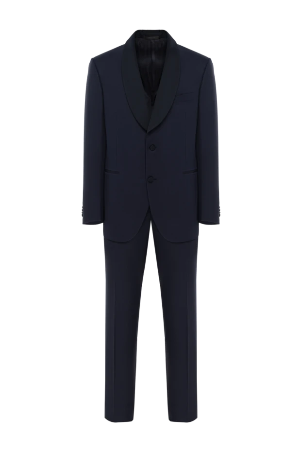 Men's blue wool and silk suit - photo 1