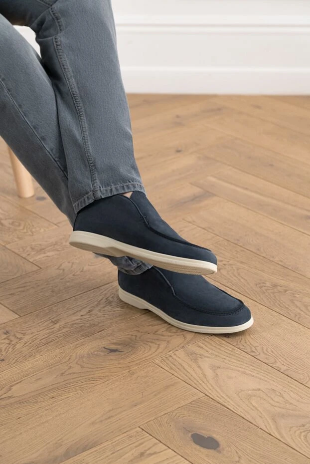 Corneliani men's blue nubuck loafers 186569 - photo 2