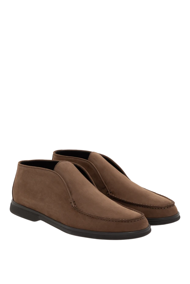 Corneliani men's brown nubuck loafers with minimalist trim 186572 - photo 3