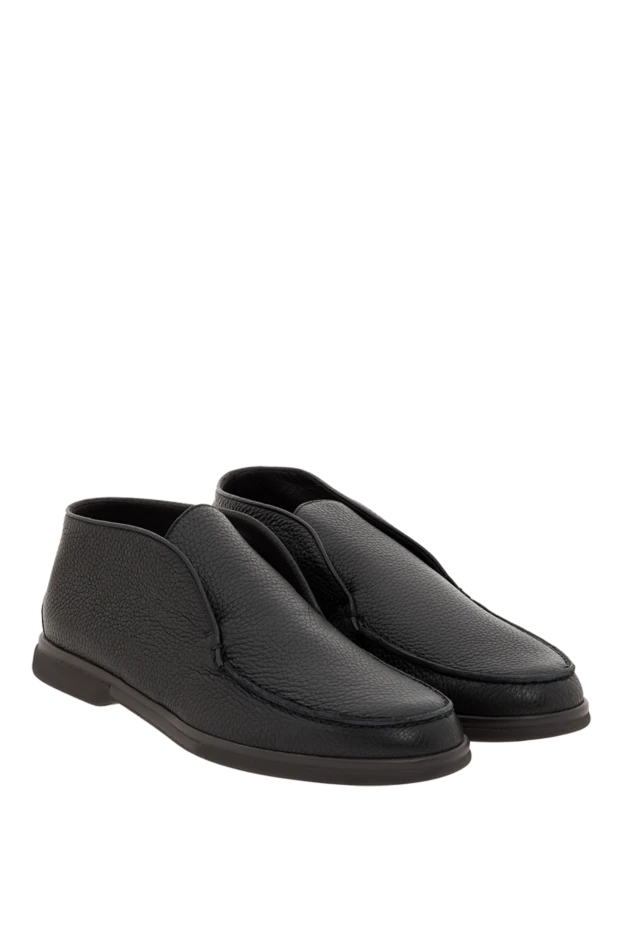 Corneliani men's black loafers made of grain leather 186574 - photo 3