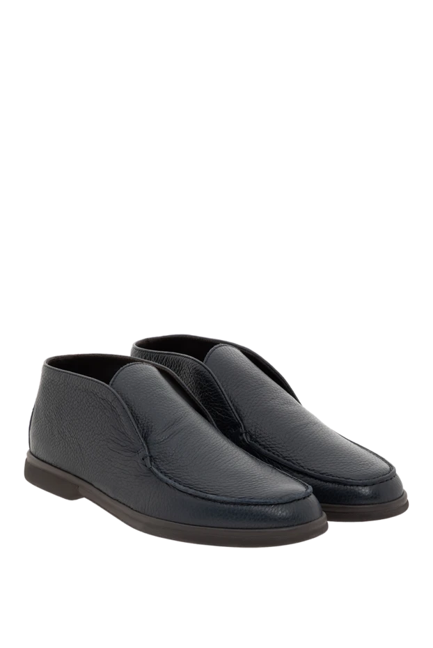 Corneliani men's blue loafers made of grain leather 186575 - photo 3