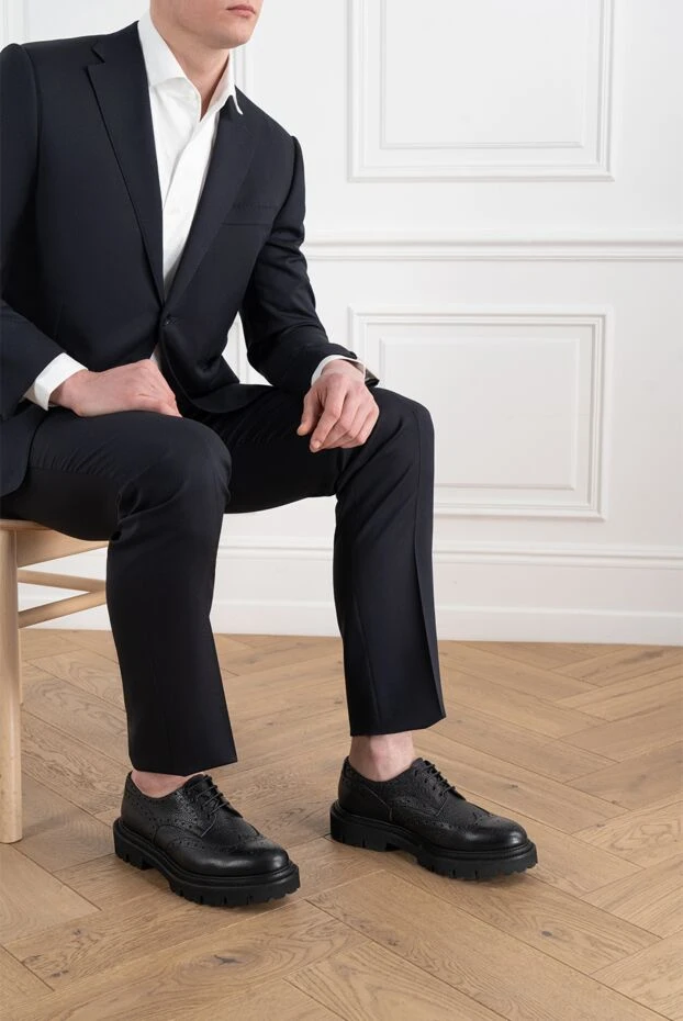 Men's black calfskin derby shoes - photo 2