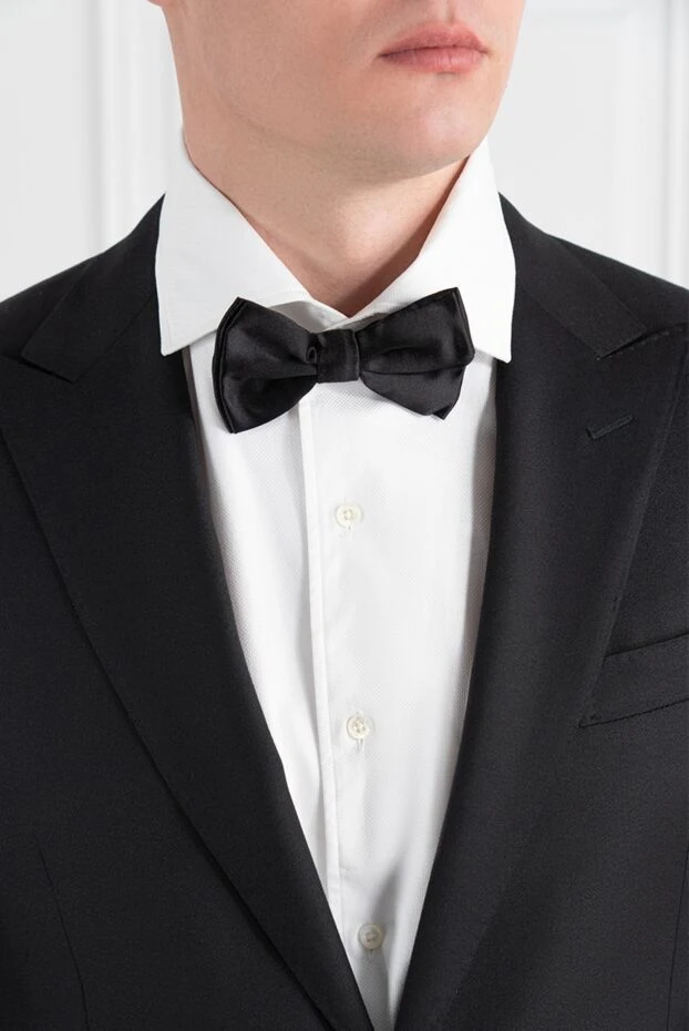 Галстук бабочка черный шелковый - фото 2