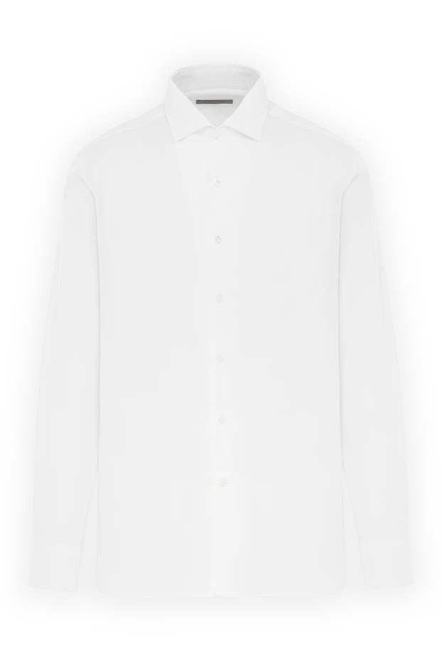 Men's white cotton shirt with a classic collar - photo 1