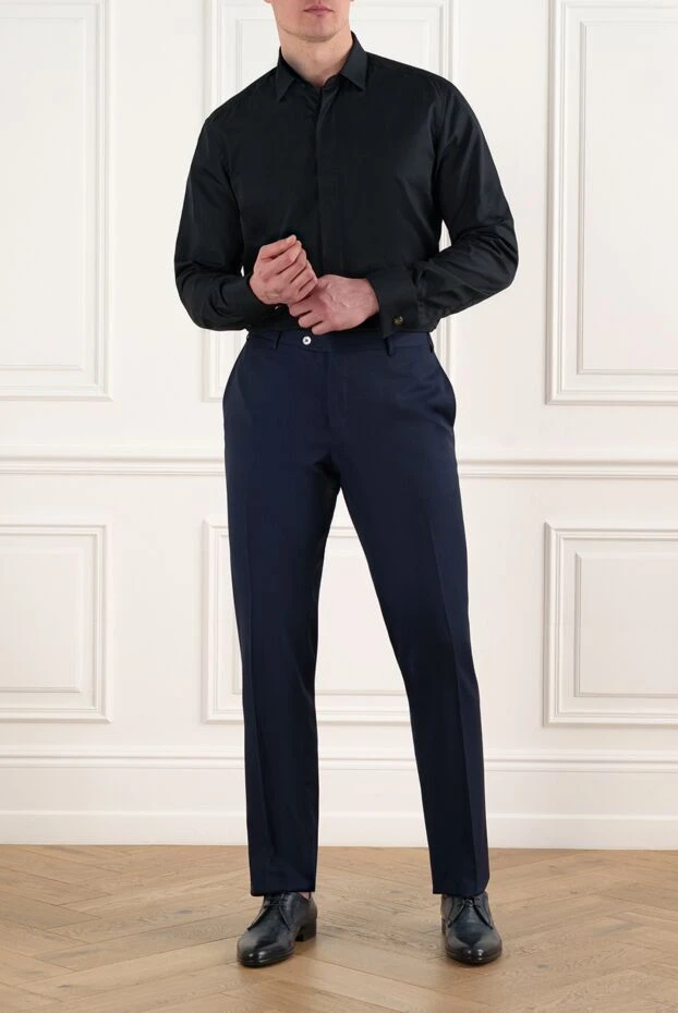 Corneliani men's shirt with hidden buttons, black 186587 - photo 2