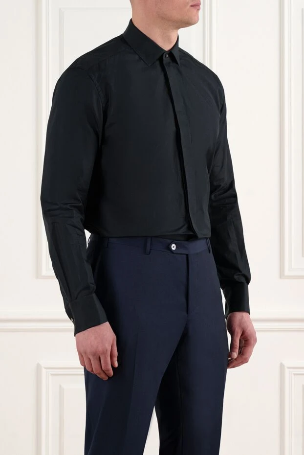 Corneliani мужская рубашка со скрытыми пуговицами черная 186587 - фото 3