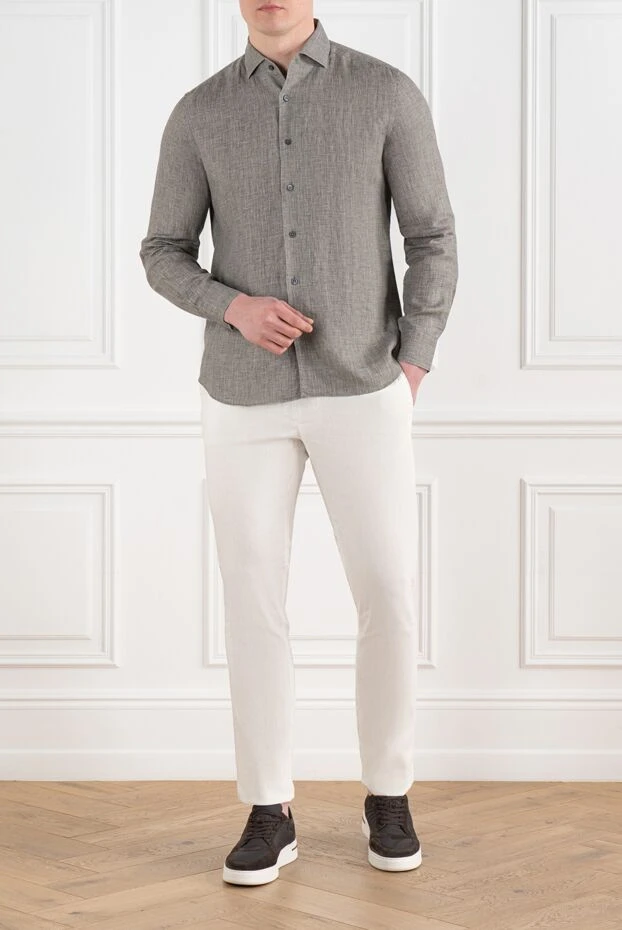 Corneliani ерлерге арналған сұр зығыр көйлек 186588 - фото 2