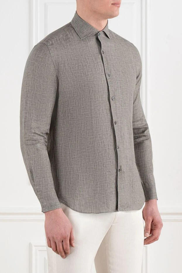 Corneliani серая льняная рубашка мужская 186588 - фото 3