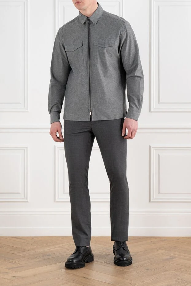 Мақта қалталары бар сыдырмалы сұр көйлек - фото 2