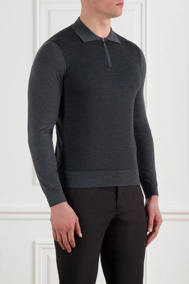 Corneliani сұр түсті ұзын жең биязы жүннен жасалған поло 186591 - фото 3