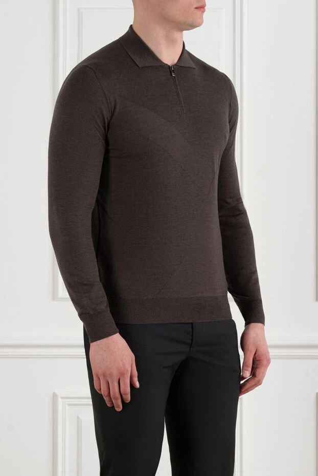 Corneliani қоңыр ұзын жеңді жүннен жасалған поло 186593 - фото 3