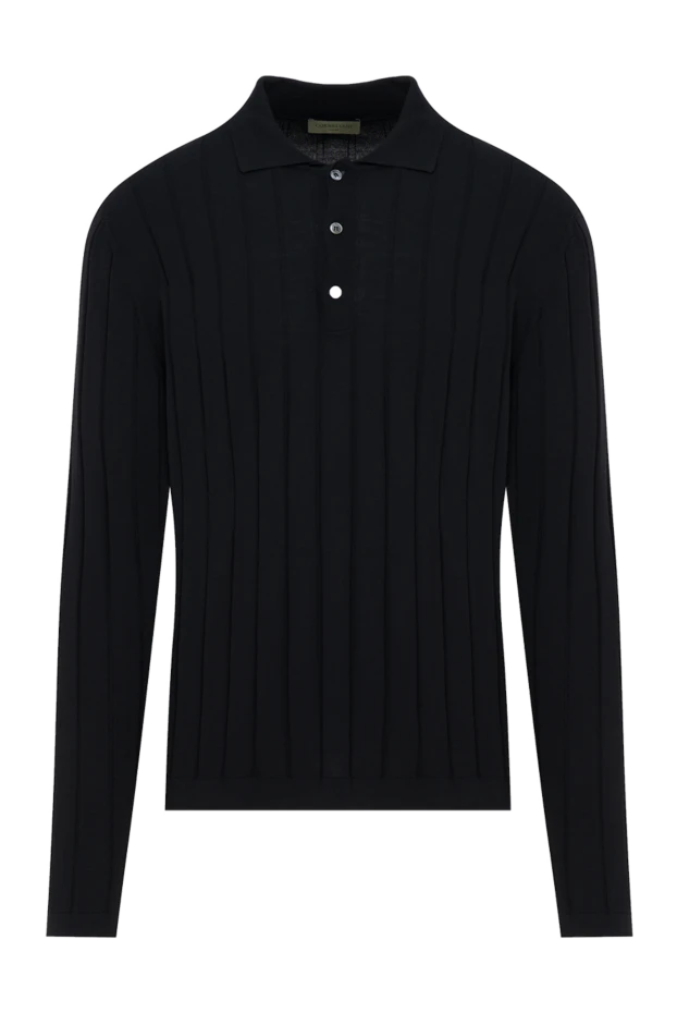 Corneliani black merino wool button down polo shirt 186595 - photo 1