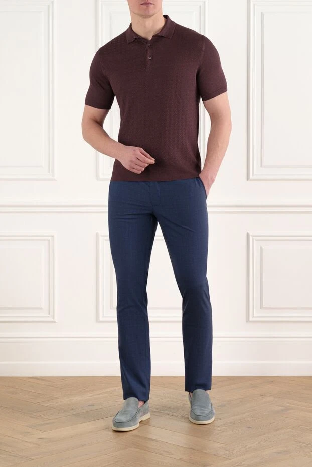 Ерлерге арналған бургундия зығыр поло көйлегі - фото 2