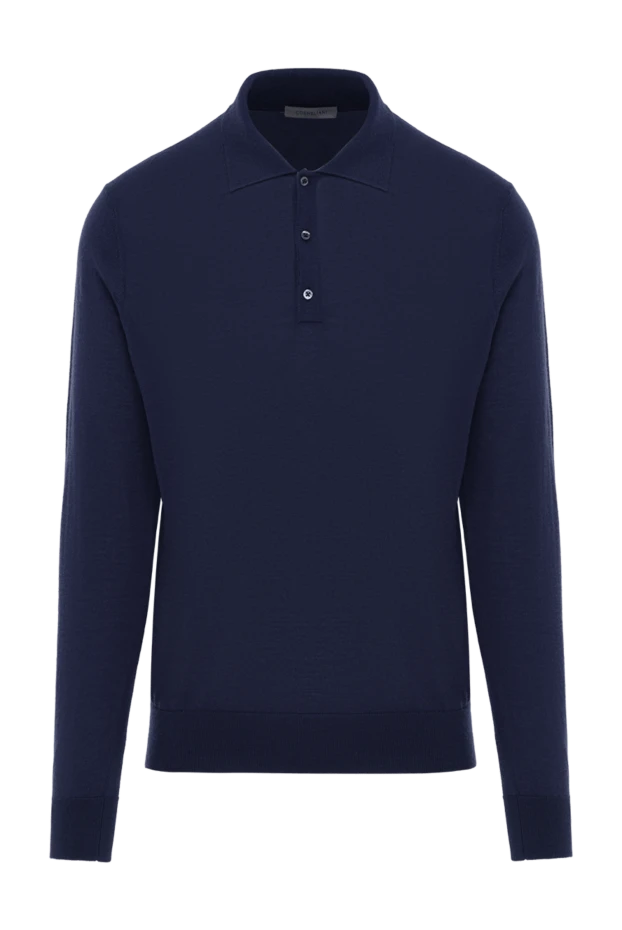Corneliani navy blue cashmere silk button long sleeve polo 186600 - photo 1
