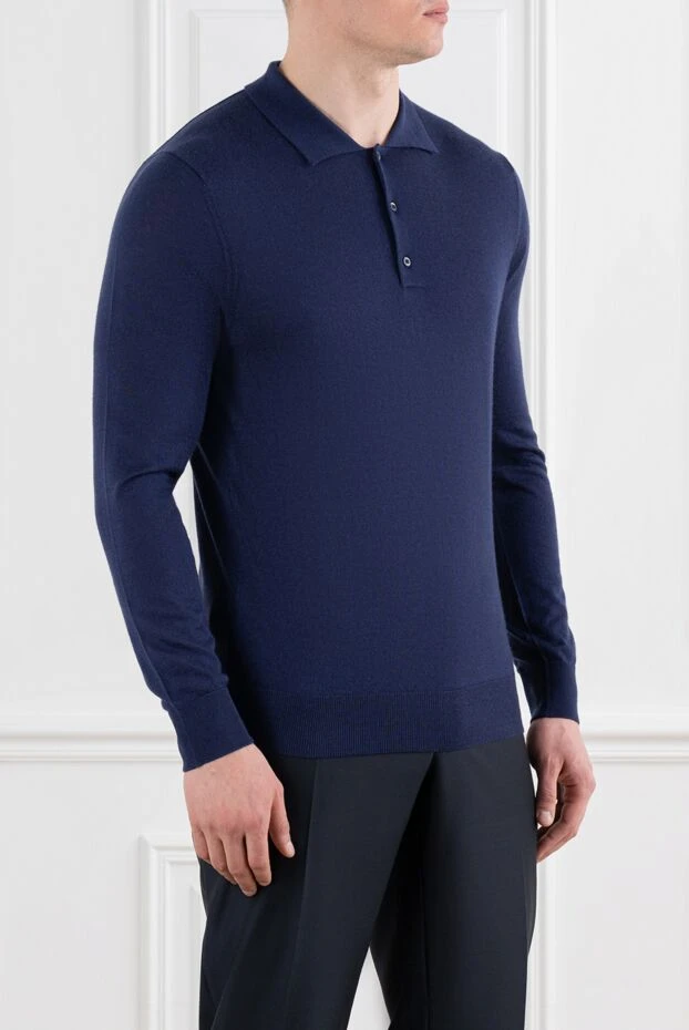 Corneliani көк түсті кашемирден жасалған жібек түйме ұзын жеңді поло 186600 - фото 3