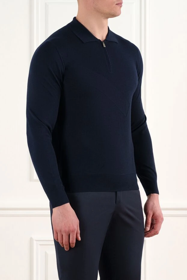 Corneliani көгілдір ультра жұқа жүннен жасалған поло жейде 186601 - фото 3