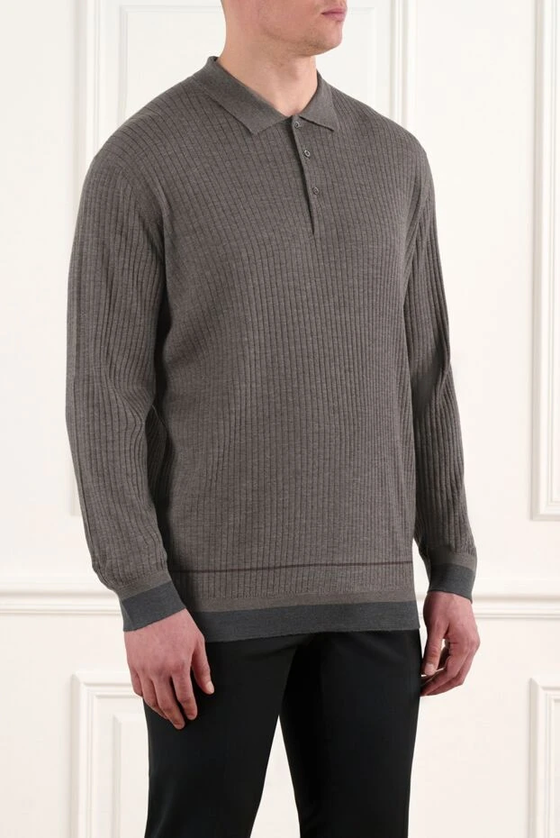 Corneliani ерлерге арналған қоңыр жүннен жасалған ұзын жеңді поло 186606 - фото 3