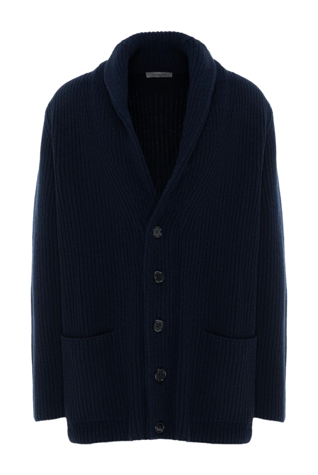 Men's blue wool cardigan with buttons - photo 1
