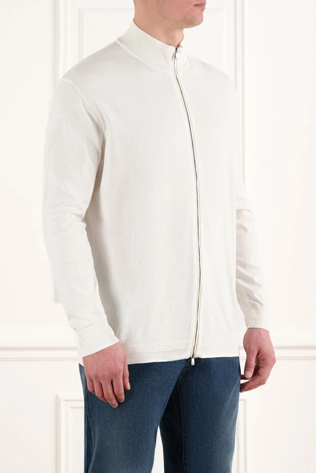 Corneliani ерлер кардиганы найзағай, ақ, мақта 186610 - фото 3