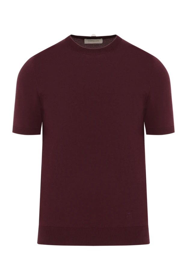 Corneliani теплый джемпер с коротким рукавом бордовый мужской 195787 - фото 1