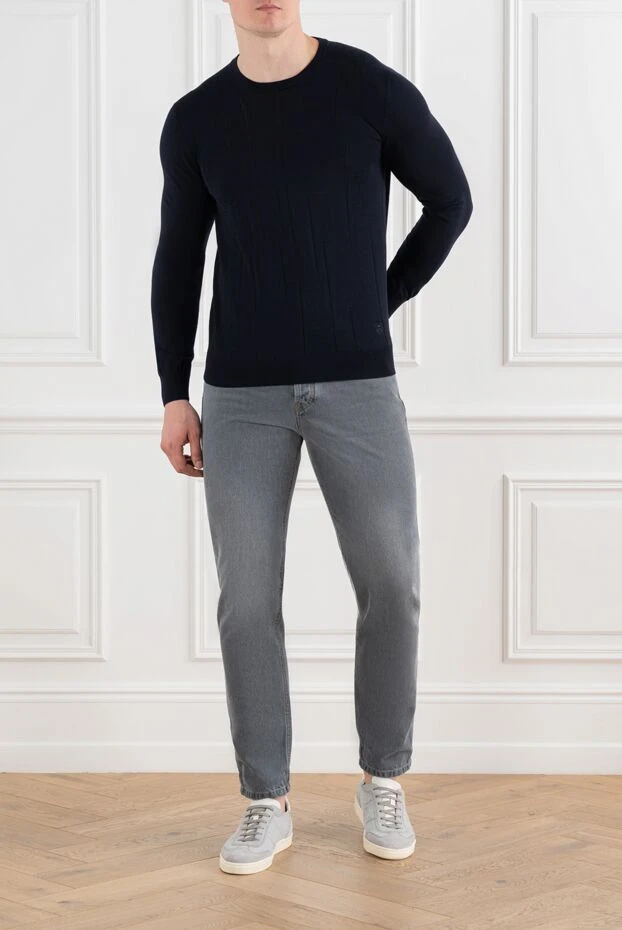 Corneliani ерлерге арналған көк мақтадан жасалған негізгі джемпер 186616 - фото 2