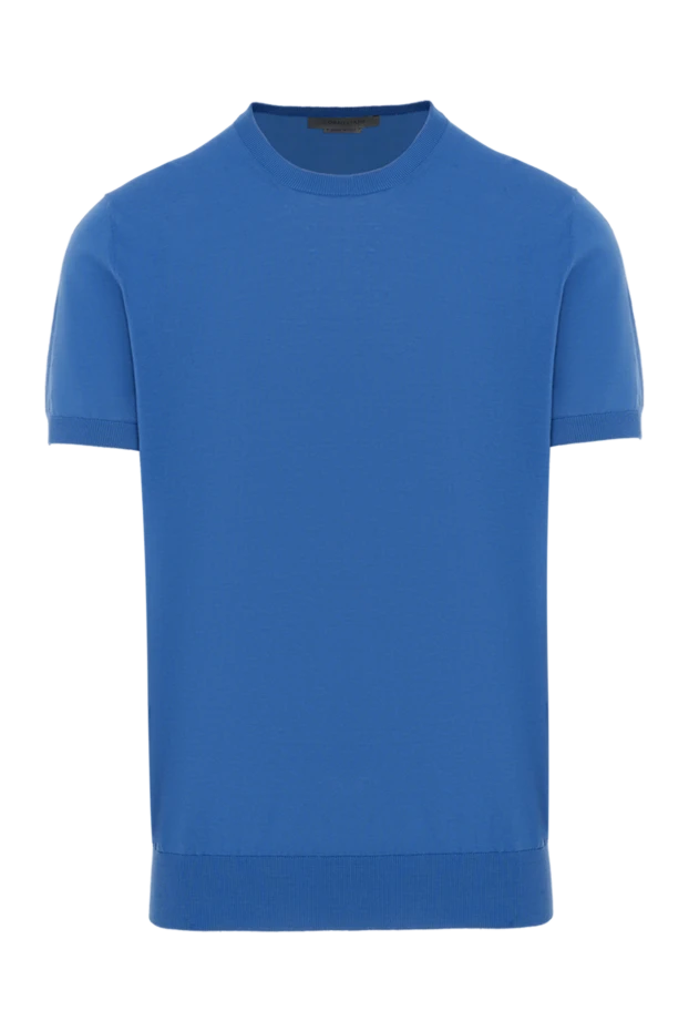 Corneliani ерлерге арналған жіңішке көк қысқа жеңді мақтадан жасалған джемпер 186617 - фото 1