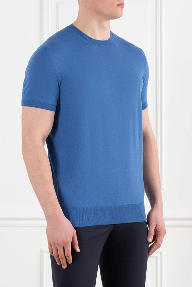 Corneliani men's thin blue short-sleeve cotton jumper 186617 - photo 3