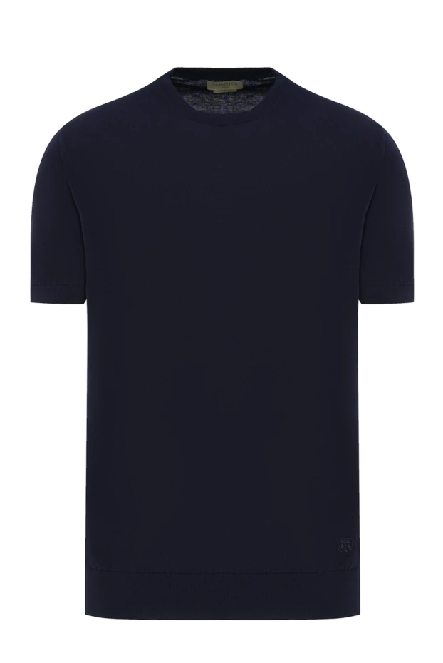 Темно- синий джемпер с коротким рукавом из хлопка мужской - фото 1