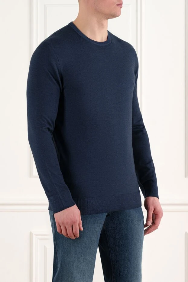 Corneliani көк түсті жүннен жасалған ерлерге арналған контрастты мойынға арналған секіргіш 186619 - фото 3