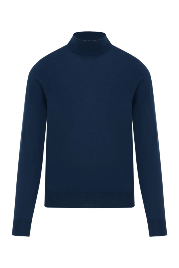 Woolen jumper with stand collar blue for men - photo 1