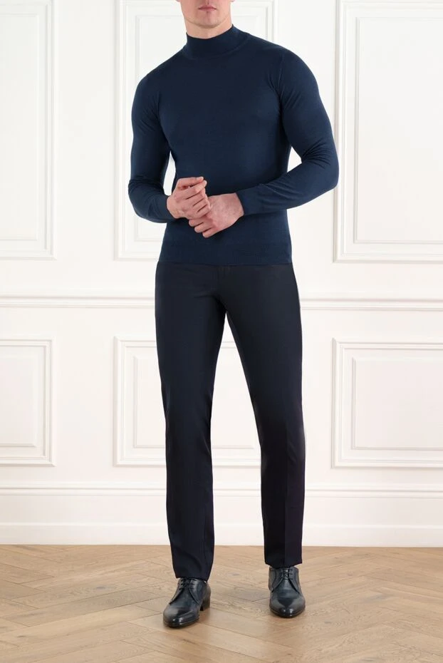 Corneliani woolen jumper with stand collar blue for men 186622 - photo 2