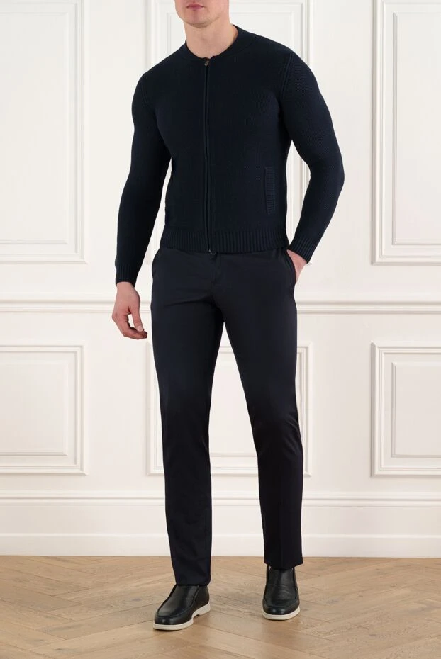 Corneliani сыдырма, көк, жібек және мақта ерлер кардиганы 186627 - фото 2