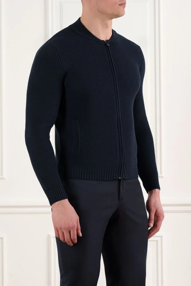 Corneliani сыдырма, көк, жібек және мақта ерлер кардиганы 186627 - фото 3