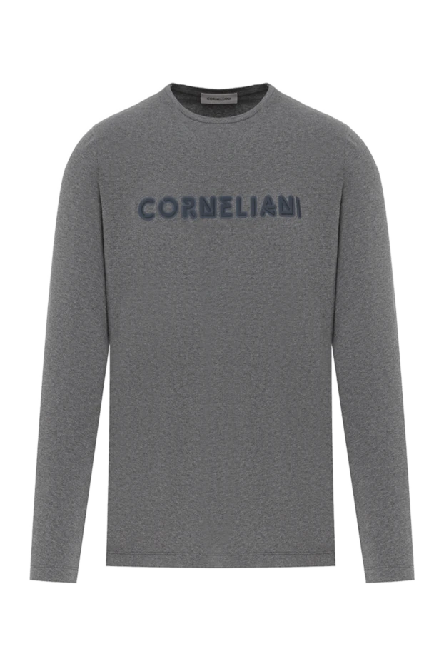 Мужской серый хлопковый свитшот с логотипом - фото 1