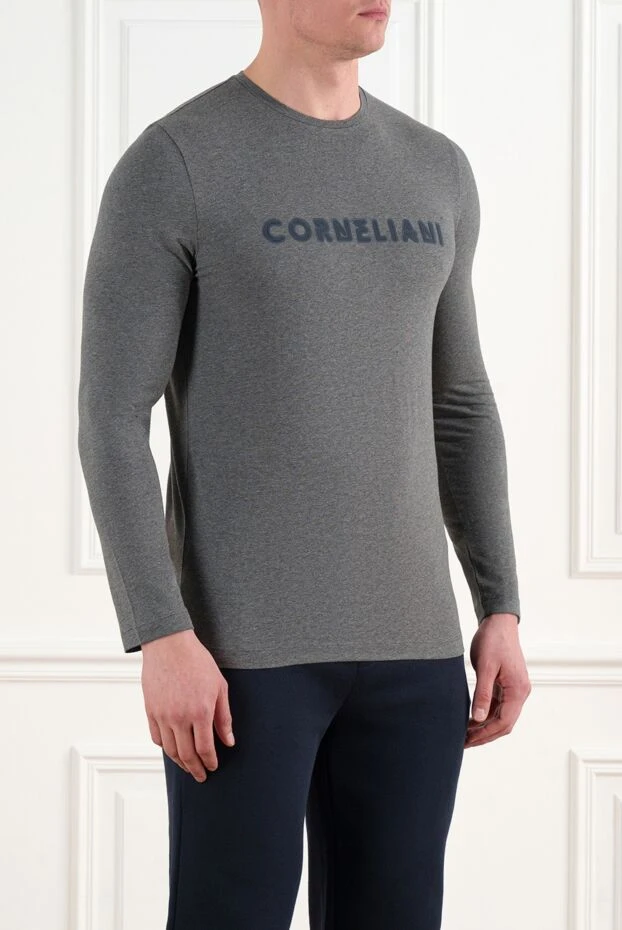 Corneliani men's gray cotton sweatshirt with logo 186628 - photo 3