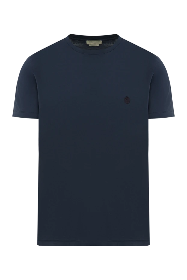 Blue cotton T-shirt with logo - photo 1