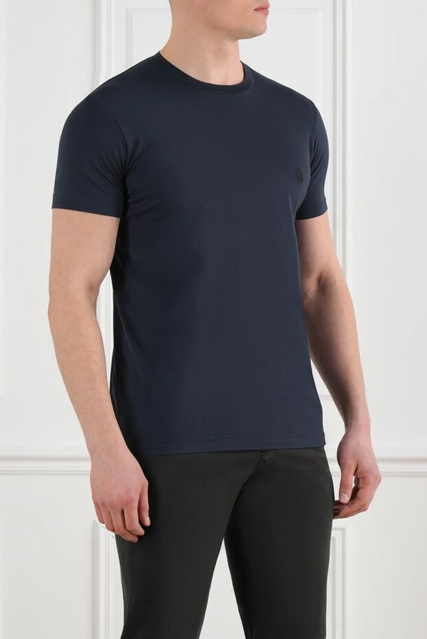 Corneliani логотипі бар көк мақта футболка 186634 - фото 3