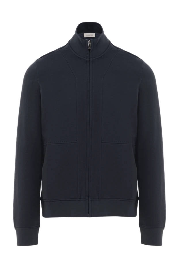 Лаконичная синяя спортивная кофта из мягкого материала - фото 1