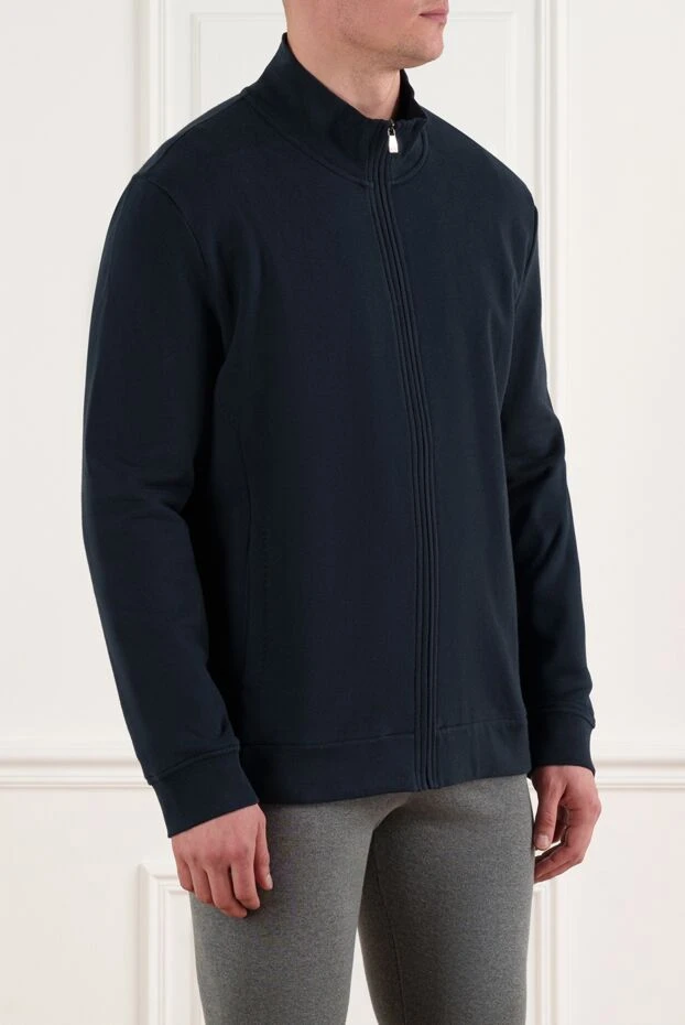 Corneliani loose sports jacket with logo, blue, cotton 186640 - photo 3