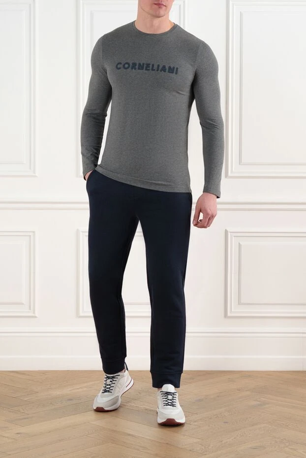 Corneliani синие брюки из хлопка со шнурком на поясе 186642 - фото 2