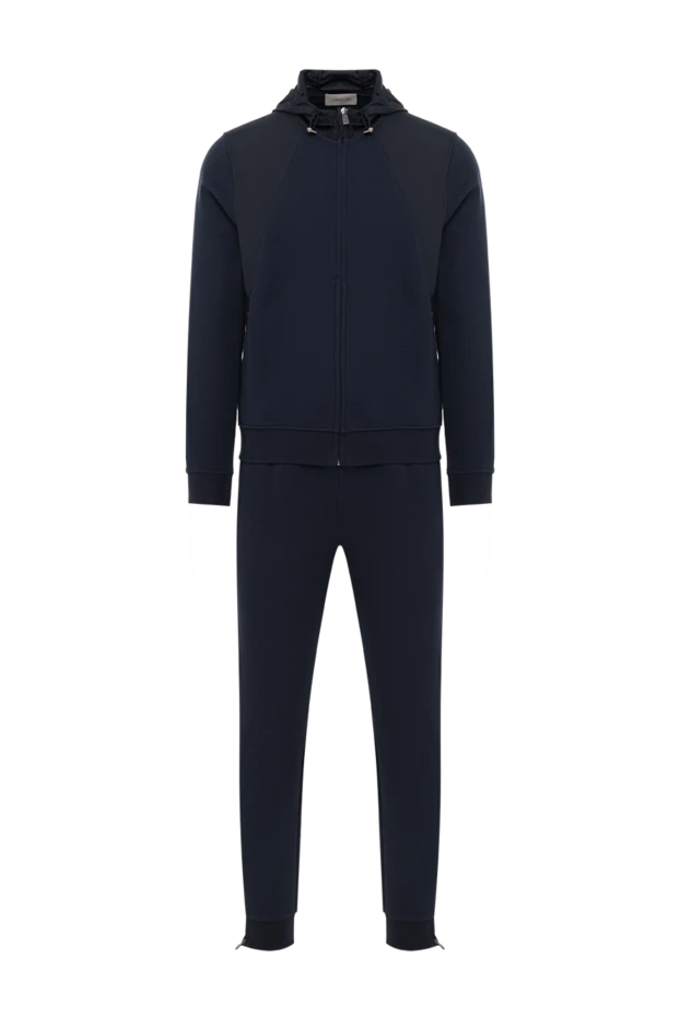 Men's blue tracksuit with black inserts - photo 1