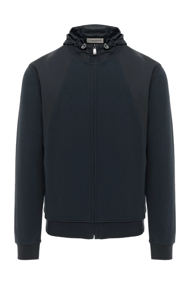 Спортивная синяя кофта из мягкого материала с капюшоном
- фото 1