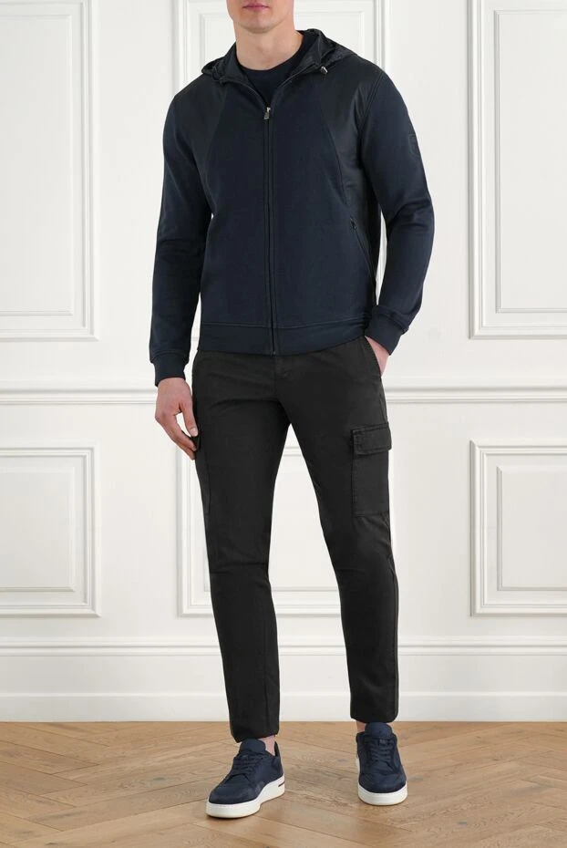 Спортивная синяя кофта из мягкого материала с капюшоном
 - фото 2