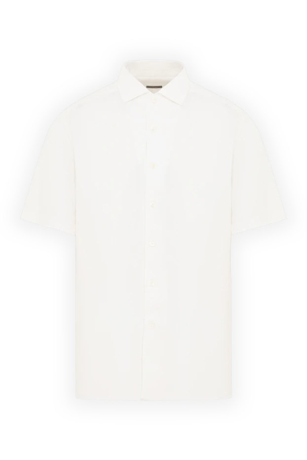 Зығыр матадан тігілген ақ түсті ерлерге арналған қысқа жең көйлек - фото 1