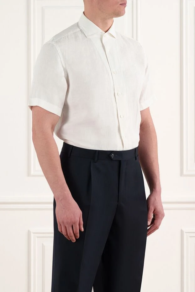 Corneliani white men's short sleeve shirt made of linen 186651 - photo 3